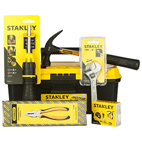 STANLEY Hand Tools Kit in 13'' Tool Box for Home DIY use (15pc)