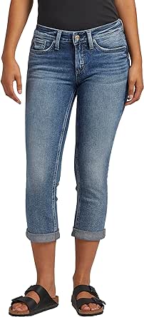 Silver Jeans Co. Women's Britt Low Rise Curvy Fit Capri Jeans