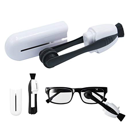 Mini Eyeglass Cleaner,All-in-One Lens Cleaner,Carbon Compounds Eyeglass Cleaner Refill Cleaning Clip,Microfiber Spectacles Cleaner Soft Brush Cleaning Tool for All Types of Eye Wear