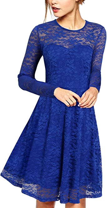 ZANZEA Women's Floral Lace Short Bridesmaid Dresses A Line Chiffon Skater Cocktail Evening Wedding Party Mini Dress