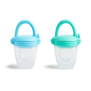 Munchkin® Silicone Baby Food Feeder for Solids and Purees, Great for Self-Feeding and Baby Led Weaning, 2 Pack, Blue/Mint