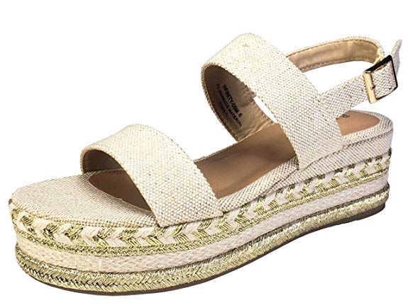 Bamboo Women's Single Band Espadrilles Platform Sandal with Ankle Strap