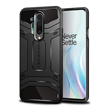 KAPAVER® Rugged Back Cover Case for OnePlus 8 Pro / 1 8 Pro MIL-STD 810G Officially Drop Tested Solid Black Shock Proof Slim Armor Patent Design