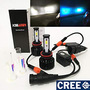 Mega Racer H11 CREE COB LED 6K White 10K Blue Conversion Kit Headlight Low Beam Replace HID Xenon Lo Lamp Light Bulb US