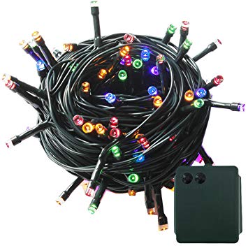 PMS 50/100/200 LED String Fairy Lights Green Cable Battery Power Operated Waterproof Indoor & Outdoor for Christmas Tree Xmas Party Garden Decoration(200 LEDs Green Cable, Multi-Color)