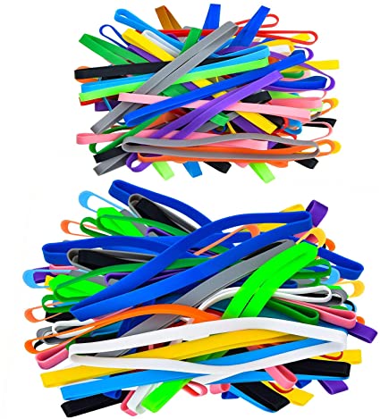 Coopay 48 Pieces Silicone Rubber Bands Colorful Elastic Bands Elastic Rubber Wrapping Bands for Books, Art, Exercise, Crab Traps, Cooking, Wrapping, Heat, Cold, UV, Chemical Resistant (8 and 5.5 inch)