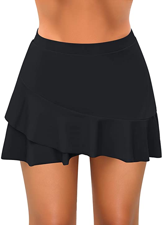 Luyeess Women's High Waisted Ruffle Swim Skirt Bikini Tankini Swimsuit Bottom
