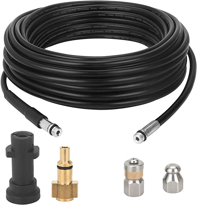 STYDDI Pressure Washer Drain Pipe Hose Cleaning Kit for Karcher K2-K7 Series and LAVOR Pressure Washer, with Jet Nozzle and Rotating Jet Nozzle, 30 M, 180 Bar