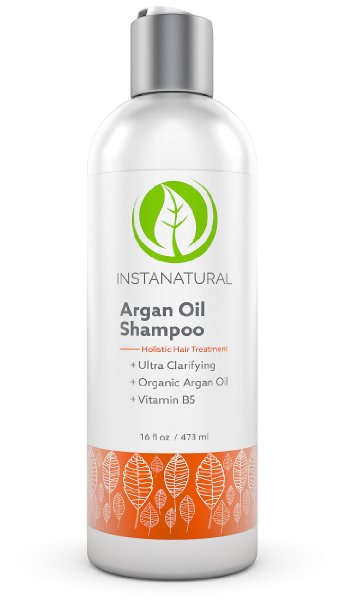 InstaNatural Argan Oil Shampoo - With 100% Certified Organic Moroccan Argan Oil & Vitamin B5 - Best Holistic Treatment for Soft & Silky Hair - Deluxe Nourishment for Dry Scalp - 16 OZ