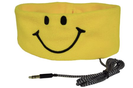 CozyPhones Kids Smiley Headphones - Super Comfortable and Soft Fleece Headbands. Perfect for Travel and Home - YELLOW SMILEY