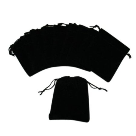 TOOGOO(R) Small Velvet Black Pouches With Drawstrings