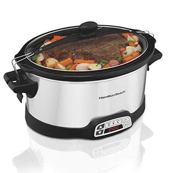 Hamilton Beach 33661 Stay or Go Slow Cooker 6-Quart Silver