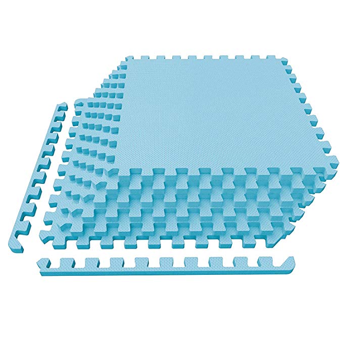 LEVOIT Puzzle Exercise Mat, Premium EVA Foam Interlocking Tiles, Protective Flooring Gym Equipment Cushions Workouts, 24 SQ FT (6 Tiles, 12 Borders)