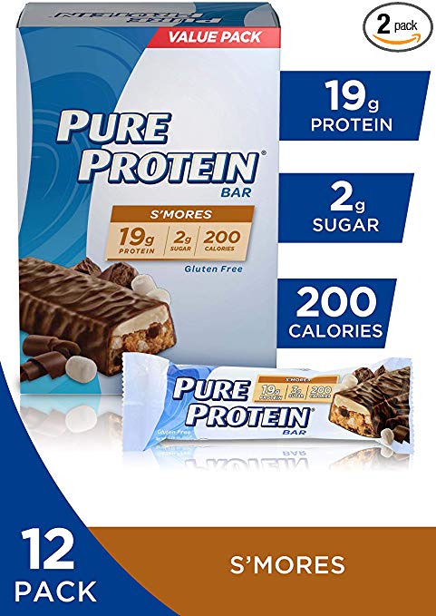 Pure Protein Bars, High Protein, Nutritious Snacks to Support Energy, Low Sugar, Gluten Free, S'mores, 1.76oz, 12 Pack