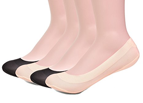 JARSEEN Women's No Show Liner Non Slip Nylon Hidden Socks (Pack of 4 pairs)