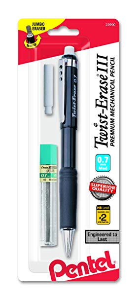 Pentel Twist-Erase III Mechanical Pencil with Lead and Eraser Refills (QE517LEBP)