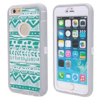 6 Plus Case iPhone 6 Plus Case SGM TM Hybrid Dual Layer Protection High Impact Armor Defender Case For iPhone 6 Plus Compatible With All iPhone 6 55 Models Turquoise  White Tribal
