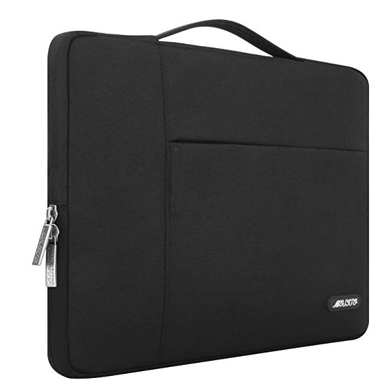 Mosiso Laptop Sleeve Briefcase Compatible 15 Inch MacBook Pro Touch Bar A1990 A1707 2018 2017 2016, 14 Inch ThinkPad Chromebook, Polyester Multifunctional Carrying Sleeve Case Cover Bag, Black