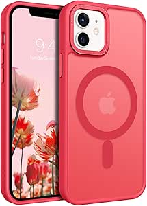 BENTOBEN for Magnetic iPhone 12 Mini Case, Phone Case iPhone 12 Mini [Compatible with Magsafe] Slim Fit Matte Design Shockproof Bumper Drop Protective Girls Women Boy Men iPhone 12 Mini Cover, Red