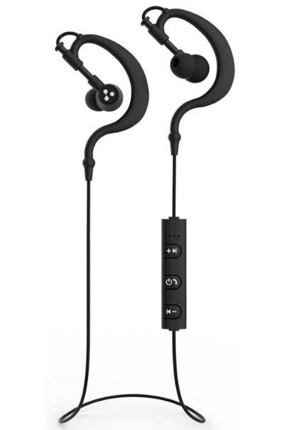 Bluetooth Headphones Syllable Noise Cancelling Sweatproof Sports Earbuds for Running with Mic - Black