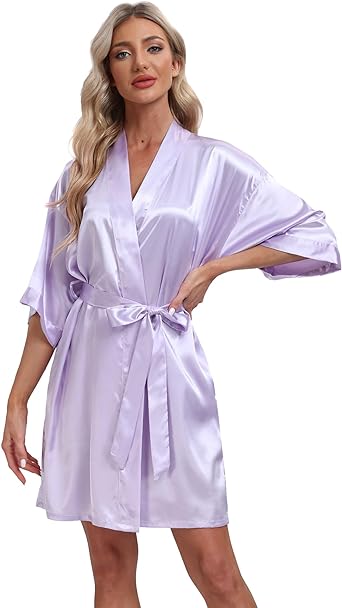 Women's Pure Short Silky Robes Bridesmaid Bride Party Satin Robes Sleepwear