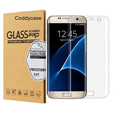 Galaxy S7 Edge Screen Protector,S7 Edge Tempered Glass,Coddycase Full Coverage [No-Bubble][Crystal Clear] 9H Hardness Tempered Glass Screen Protector for Samsung Galaxy S7 Edge (1Pack)