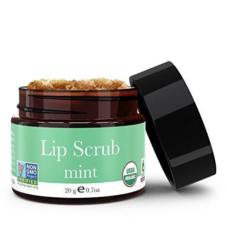 Lip Scrub, Mint Flavor - Organic Minty Exfoliating Sugar Scrubs, Exfoliator for Chapped Dry Lips, Moisturizes With Fresh, Lush Natural Ingredients; Best Before Balm; for Men and Women (1 Container)
