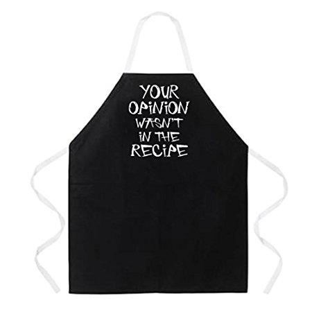 Attitude Aprons Fully Adjustable "Your Opinion Wasn't In The Recipe" Apron, Black