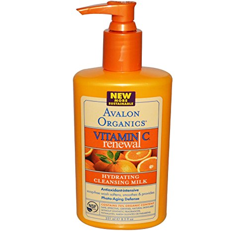 Avalon Organics Vitamin C Renewal Hydrating Cleansing Milk, 8.5 Ounce Bottles (Pack of 2)