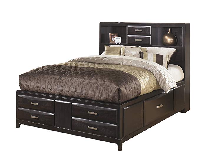 Ashley Kira Queen Storage Bed in Almost Black
