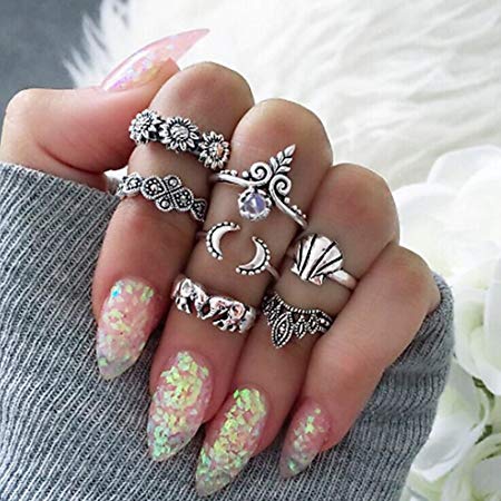 7pcs_Gold_Silver_Knuckle_Rings_Set_Carved_Flowers_Elephant_Moon_Starfish_Crown