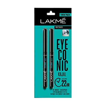 Lakme Eyeconic Kajal Twin Pack, Black, 0.35g with 0.35g