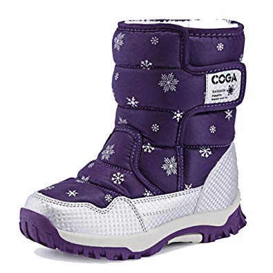 BIGU Snow Boots Girls Boys Outdoor Waterproof Winter Flat Shoes with Fur Lined(Toddler/Little Kid/Big Kid)