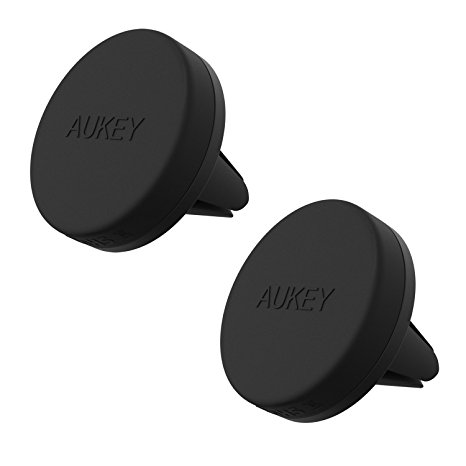 AUKEY Car Mount Air Vent Magnetic ( 2 Pack ) Phone Holder for iPhone 7 / 6S / 6 , Samsung Note 8 / S8 and Other Android , Windows Smartphones - Black