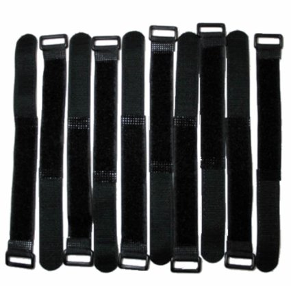 BlueDot Trading 20 Pcs 8 Black Velcro Cable Ties 8-Inch Velcro Cable Ties with Wire Cord Straps and Reusable Hook Loop