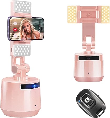 YENDILI Influencer Vlogging Kit for iPhone, Auto Face Tracking Tripod Phone Stand Holder for Video Recording Gimbal Stabilizer for Smartphone Selfie Stick Tripod with Remote (Pink)