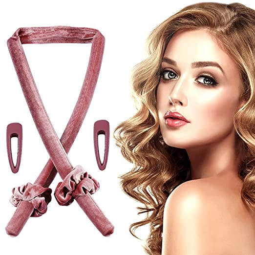 BTkviseQat Lockenwickler Locken ohne Hitze, samtige hitzefreie Locken, Lockenwickler über Nacht, rutschfestes hitzefreies Lockenband mit Haarnadel, DIY hitzefreies Haar-Lockenwickler-Frisuren-Set, für