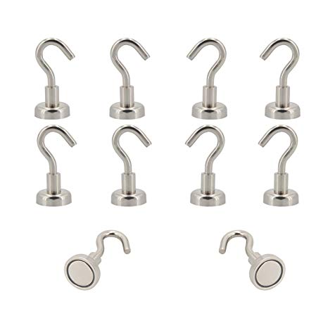MHDMAG Magnetic Hooks Refrigerator, Cruise Ship Accessories, 18LBS Super Magnets with Neodymium Rare Earth for Hanging, Door Holder, Keys, Home, Office, Refrigerators, BBQ, Pack of 10