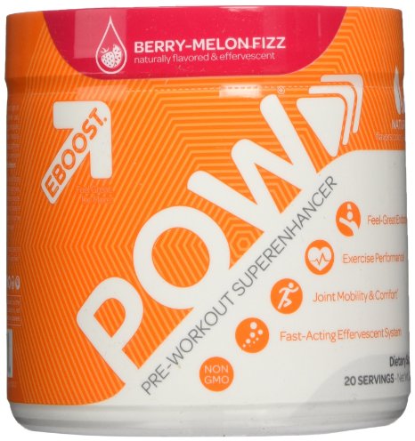 EBOOST POW - Natural Pre-Workout Powder For Men and Women Non-GMO Fast-Acting Energy Supplement For Better Exercise Performance and Joint Comfort All-Natural Berry-Melon Fizz 20 Servings