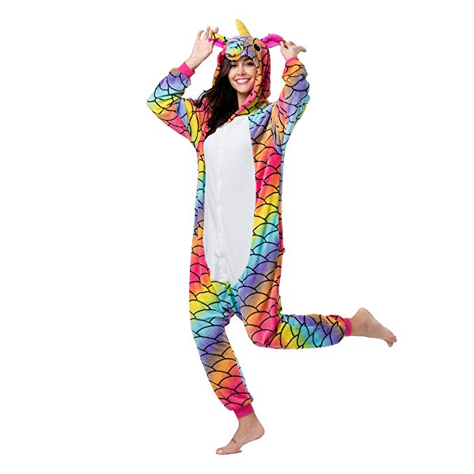 RONGTAI Adults Unisex Animal Flannel Unicorn Onesie Pajamas Cosplay Costume