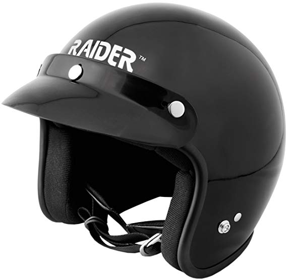 Raider 26-611-15 Journey Adult Open Face Helmet, Black (Large)