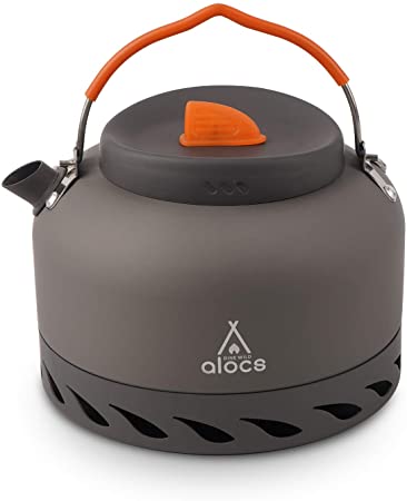 Alocs 1.3L Camping Kettle With Heat Exchanger Aluminum Portable Tea Kettle Compact Outdoor Hiking Camping Picnic Water Kettle Lightweight Teapot Coffee Pot
