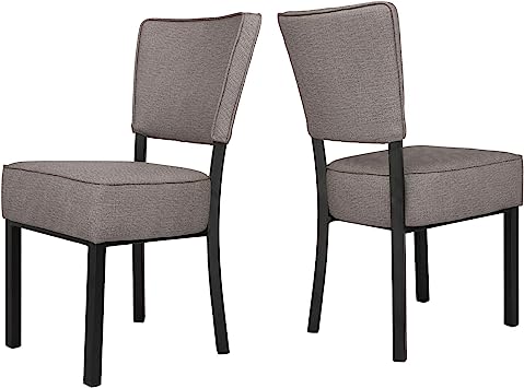 LUCKYERMORE 2 Set Kitchen Dining Chairs with Soft Cushion Modern Dining Room PU Leather Side Chairs for Living Room Bedroom, Vinyl Gray