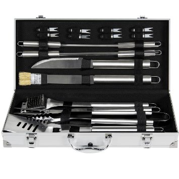 Best Choice Products 19pc Stainless Steel BBQ Grill Tool Set With Aluminum Storage Case
