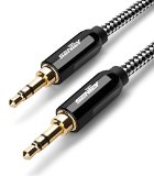 Sentey Audio Cable 35mm Braided Stereo Aux Cable Audiophile Grade Sentey 6ft Male to Male Black  Cable Audio Premium Metal Stereo Audio Cable Connector and Shell Premium - LS-6621