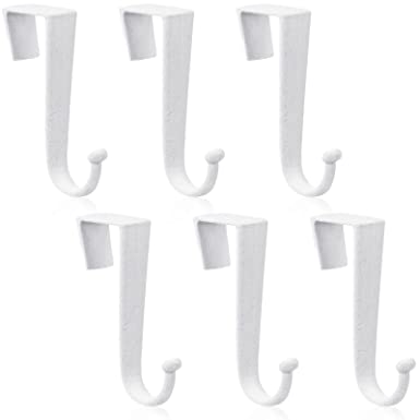 Amyhill 6 Pcs Over The Door Hook Flocked Door Hooks Soft Surface Heavy Duty Over The Door Hanger for Hanging Clothes, Towels, Coats, Bathroom, Kitchen, Bedroom (White)