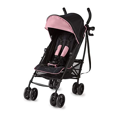 Summer 3Dlite  Convenience Stroller, Pink/Matte Black – Lightweight Umbrella Stroller with Oversized Canopy, Extra-Large Storage and Compact Fold