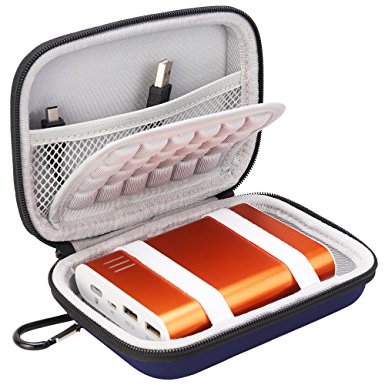 BOVKE EVA Shockproof Travel Carrying Storage Case Bag for Jackery Giant  12000 mAh 10200mAh, RAVPower 16000mAh/13000mAh, Anker PowerCore 10401 Portable Charger Power Bank External Battery,Blue