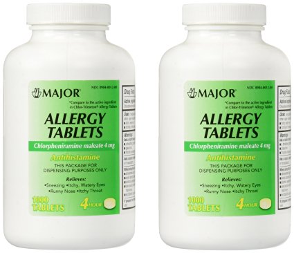 Chlorpheniramine Maleate anti-allergy advaced pharmaceuticl tablets, 4 mg - 1000 ea(Pack Of 2)