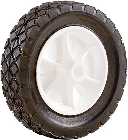 Shepherd Hardware 9611 7-Inch Semi-Pneumatic Rubber Replacement Tire, Plastic Wheel, 1-1/2-Inch Diamond Tread, 1/2-Inch Bore Offset Axle